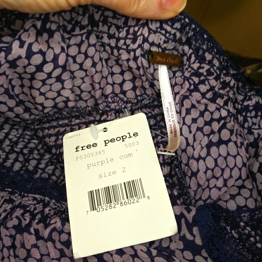 Vintage Free People Boho Mauve & Blue Silk Blend Baby Doll Style Dress - Picture 9 of 12